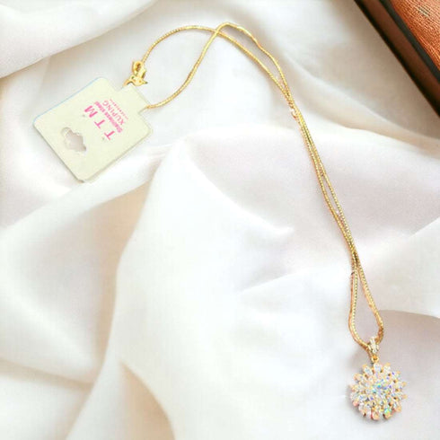 Crystal Bridal Snowflake Pendant Necklace - D133 - 1